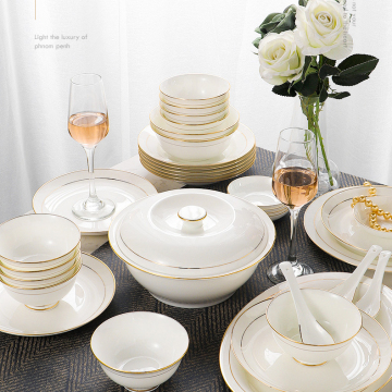 dinnersets for wedding decorative gold rim ceramic tableware