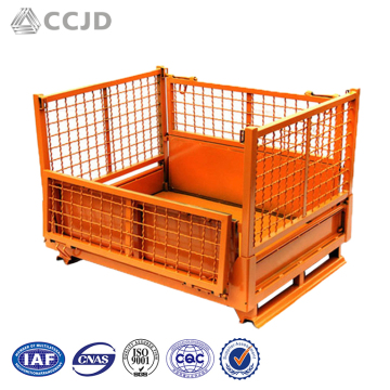 Foldable Stackable Steel Metal Storage Crates for Industrial Box Pallets