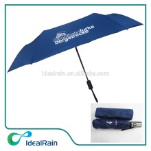 plain color 3 fold automatic promotion blue print umbrella