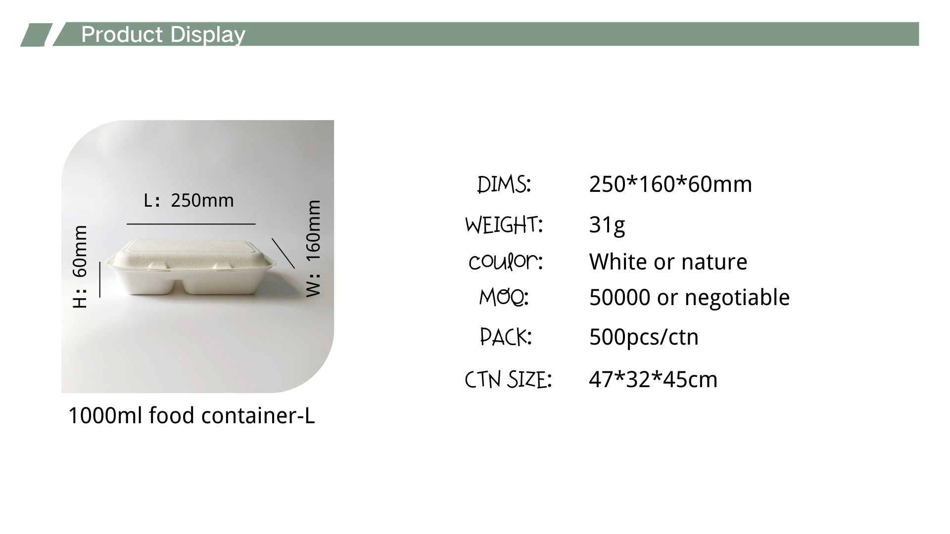 9x6 bagasse clamshell