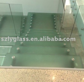 Sandblast tempered laminated glass for stair