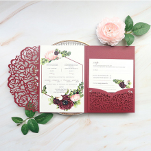 Iridescent Burgundy RSVP Card with Envelope & Sticker