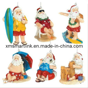 Poly Resin Santa Figurine Hanging Decoration, Christmas Hanging Ornament