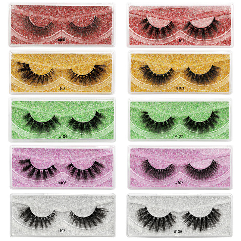 5 Colors Glitter box 3D mink false eyelashes handmade wholesale cosmetics eyes makeup beauty