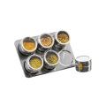 stainless steel spice rack with magnetic jars