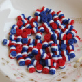 8 * 8 MM &amp; 5 * 6 MM rouge bleu blanc rayé perles résine époxy grosses perles !! Perles de résine à rayures lâches !! !!