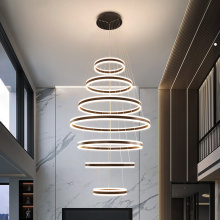Chandeliers & Pendant Lights: Duplex Building Staircase Long Lights Ring Lamp Circle Ceiling Lights