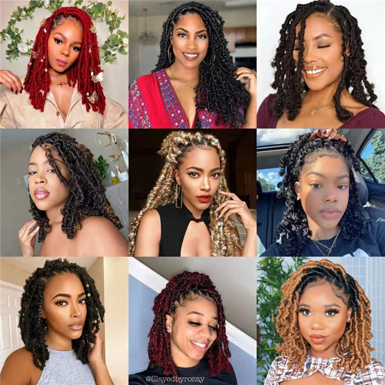 Wholesale Butterfly Locs Crochet Braids Butterfly Bob Faux locs Messy Soft Dreadlocks Twisted Pre Looped Hair