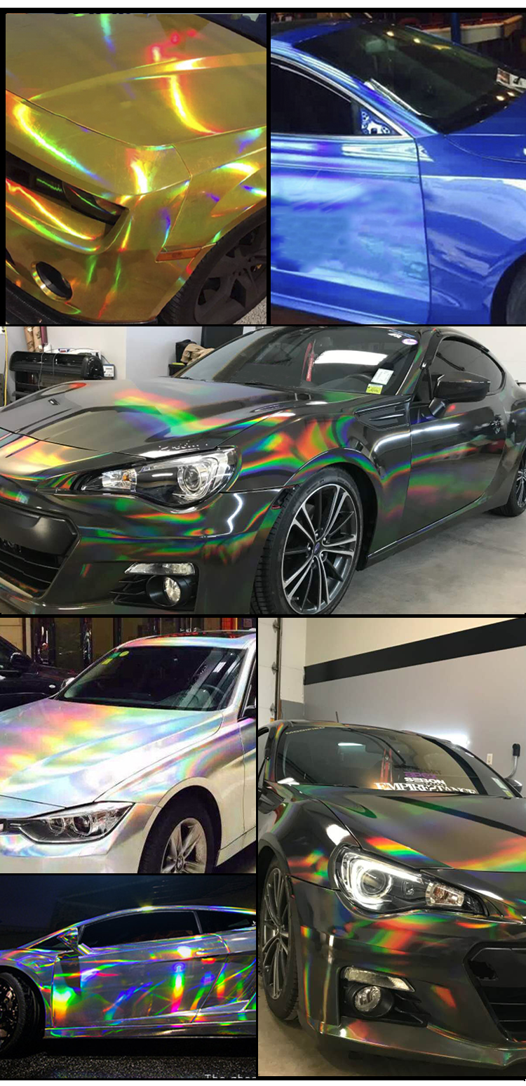 ขายร้อนเลเซอร์กระจก Chrome Wrap รถ Black Chrome Vinyl Car Wrap