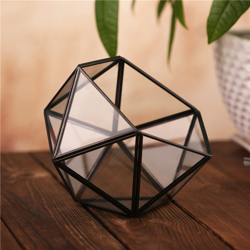 Hot selling wholesale indoor plant rose gold glass terrarium geometric