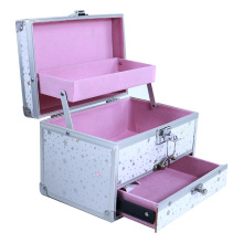Custom Children's Cosmetics Packaging Gift Box: Transparent Beauty Train Vanity Aluminum Makeup Case