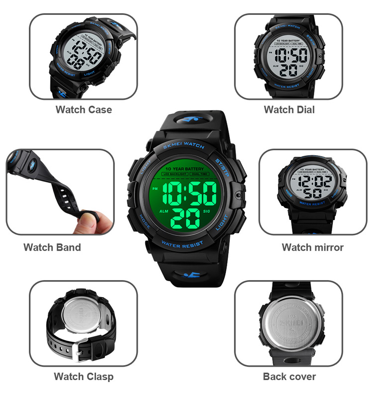 New Design Skmei 1562 Bright Backlight Sport Digital Waterproof Watch Men Wrist Wholesale Price Customized Brand