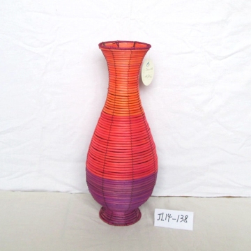 Round Multi-colored Rattan Flower Vase