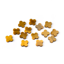 Natural Tiger Eye Double Flatback Four-Leaf Clover Stone