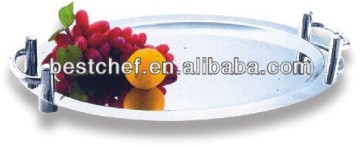 stainless steel Oval mirror tray with stackable silver handle