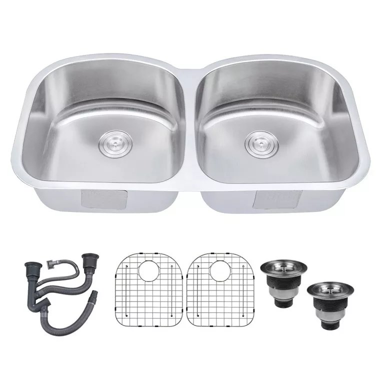 Yüksek kaliteli 304 Çift El Yıkama KitchenUndermount Lavabo