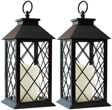 Vintage Candle Lantern with LED Flickering Flameless Candle