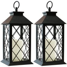 Vintage Candle Lantern med LED -flimrande flamlöst ljus