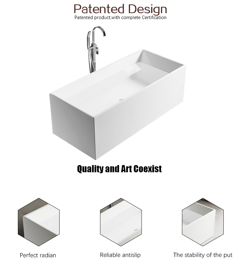 Manufacturer Supplier Unique Design Black Square Vintage Bathroom Freestanding Bath Tub