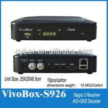digital satellite receiver with IKS / sks decoder twin tuner hd vivo box s926 nagra3 stable than azfox s2s hd tocomsat
