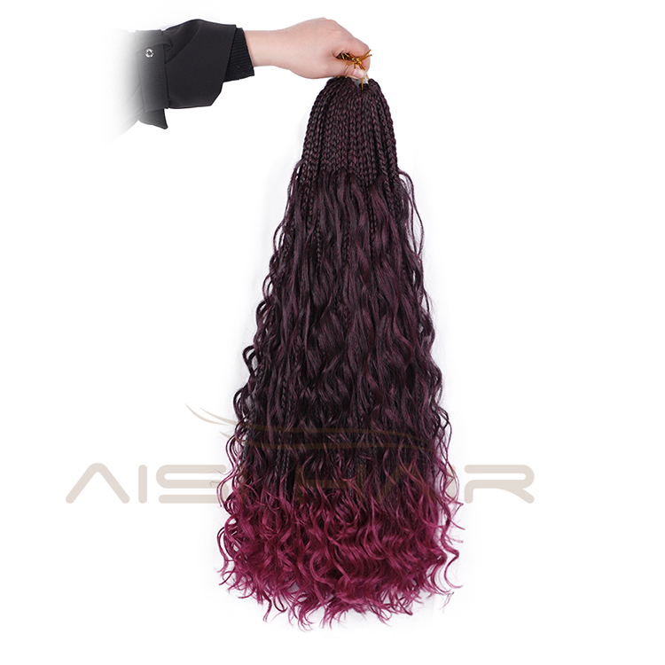 Aisi Hair Goddess Faux Locs Crochet Braids Hair Extensions Synthetic Ombre Purple Faux Locks Braids Hairpieces For Black Women