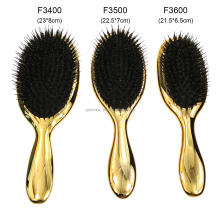 gold oval design wild boar mixed nylon brush