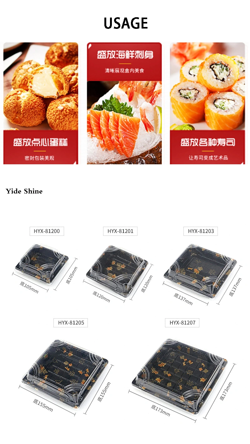 Hot Sale Custom Take Away Packaging Disposable Plastic Sushi Salad Tray with Lid, Food Container