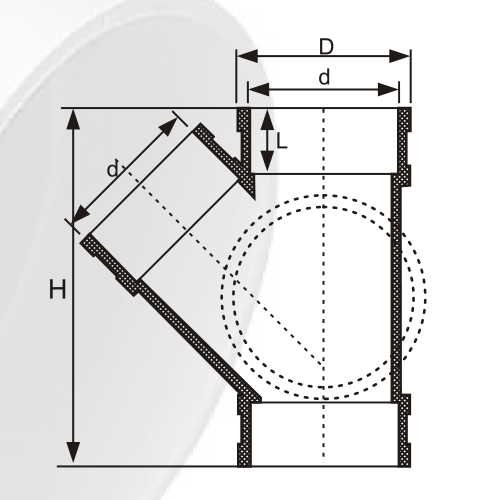 Din Drainage Upvc Y-tee باب جانبي لون رمادي