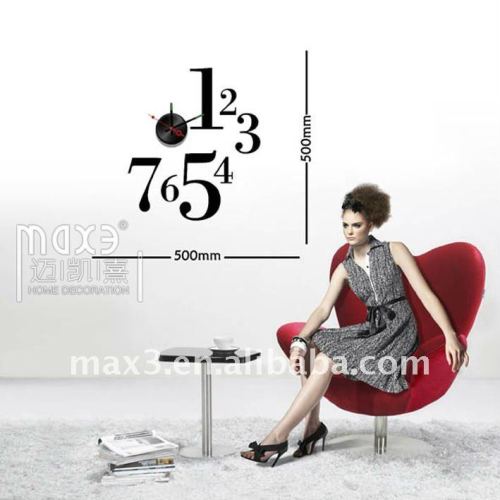 Sweep Movement Wall Clock Completely Silent Wall Sticker Clock Eco Friendly Material CE Approved