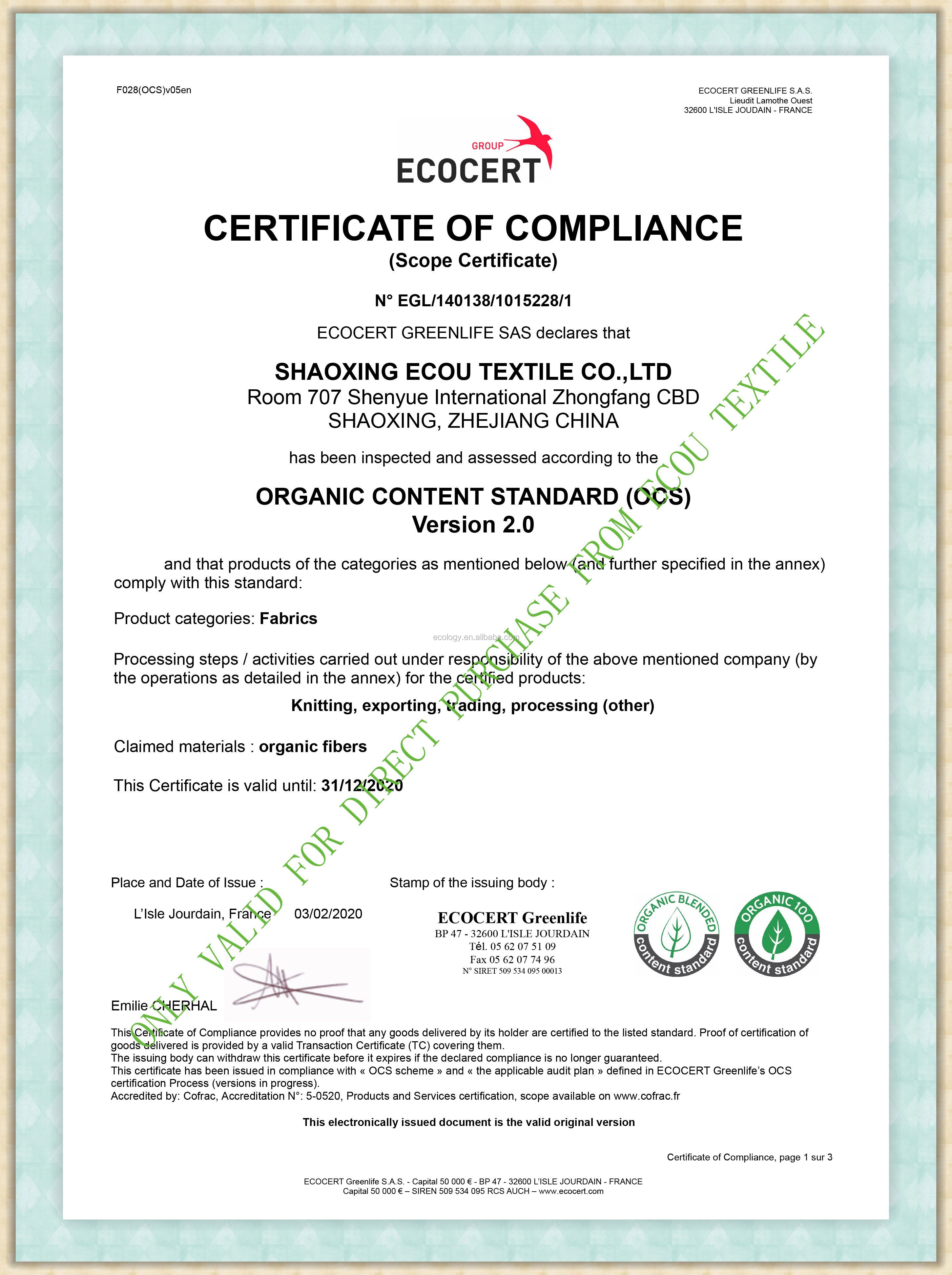GOTS certified 81%ORGANIC COTTON 19%RE-POLY KNITTED BLENDED DENIM FABRIC for garments