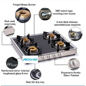 Gas Cooktop Forged Brass Burners Mirror Finish