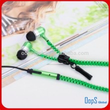 Hottest Good quality colorful metal earphone, zipper earphone,earphone with mic,earphone for iphone 6