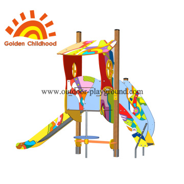 Playhouse Dengan Slide Peralatan Playground Luar Ruangan Untuk Anak-Anak