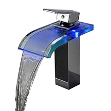 Beelee Hydro Power LED Waterfall Glass Faucet