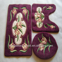 new design velour 3 pieces anti-slip bath mat bath mat set