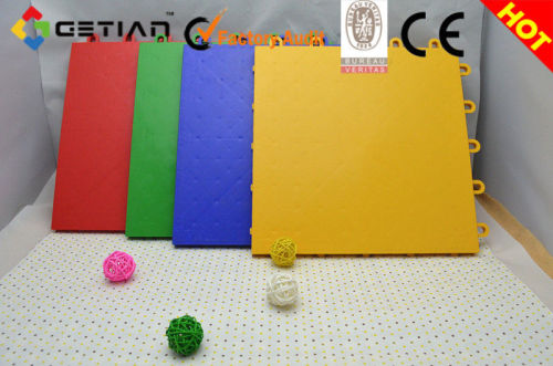 Anti-oxidation Yellow Pvc Interlocking Plastic Floor Tiles, Basketball Court Flooring Board Covering