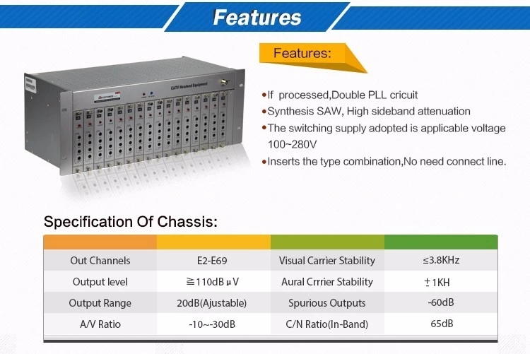Rack Mounted CATV Analog Fixed Modulator 16 in 1 RF Modulator