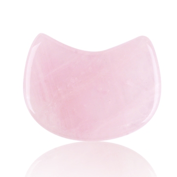 Gemstone 60MM Cat Head Gua Sha Board Natural Rose Quartz Facial Beauty Massager Crescent Moon Small Cat Crystal Gua Sha Board