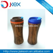 stainless steel travel car mug with wooden stripes printing