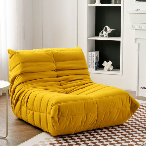 Single Orange Leather Pleated Soft Recliner Sofa