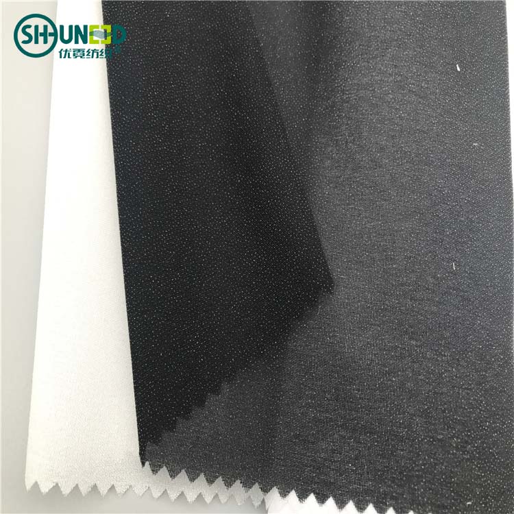 Best service enzyme wash 100 polyester 30gsm low stretch woven fusible interlining fabric fusible 1/1 structure / high quality