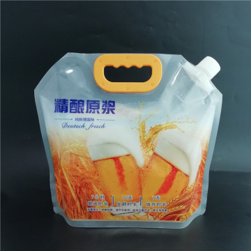 plastic handle stand up packaging bag with cap