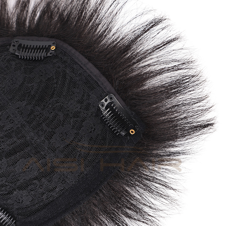 Aisi Hair 100% Human Hair Toupee for Men Natural Black Hair Machine Made Toupee Replacement System Hairpieces with Clips