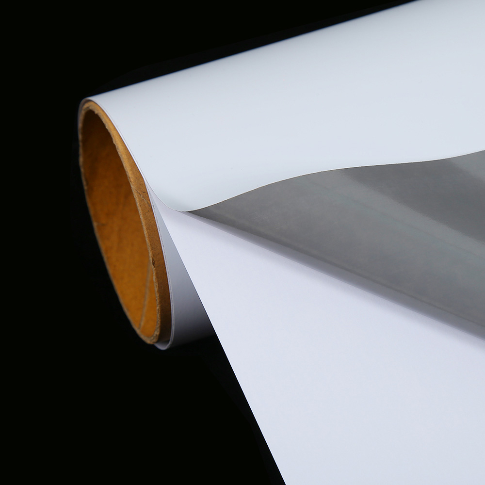 100MIC Premium Glossy Solvent Adhesive PVC Vinyl Grey back