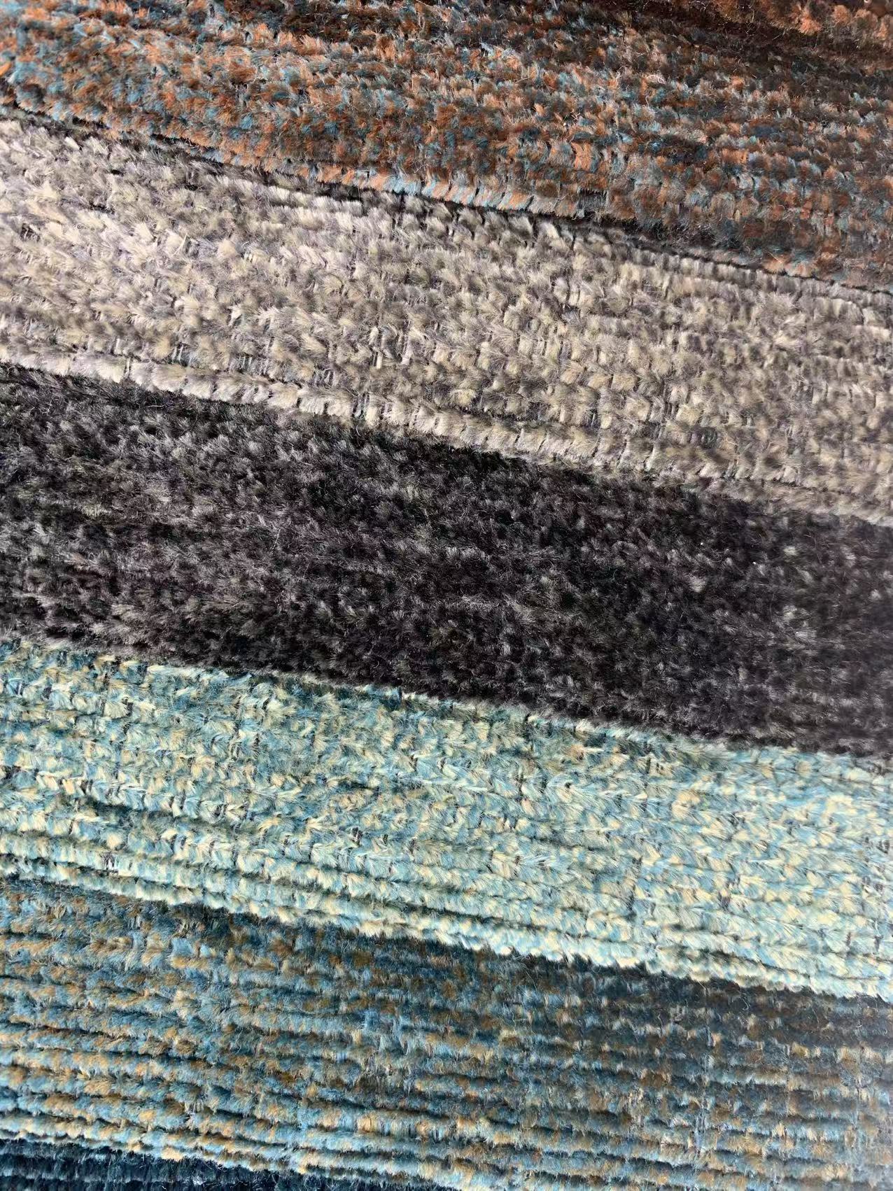Tecido de estofamento de chenille com listras clássicas com bloqueio de cores Classic Color blocking Stripe Chenille Upholstery Fabric