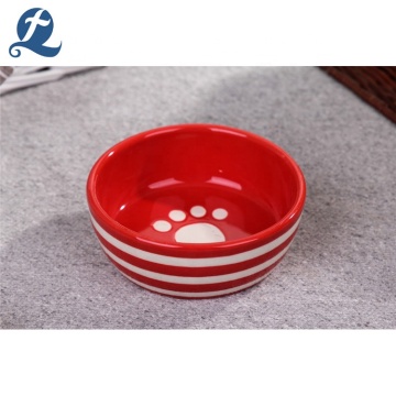 Cuenco para mascotas de agua Comida para mascotas de cerámica roja personalizada