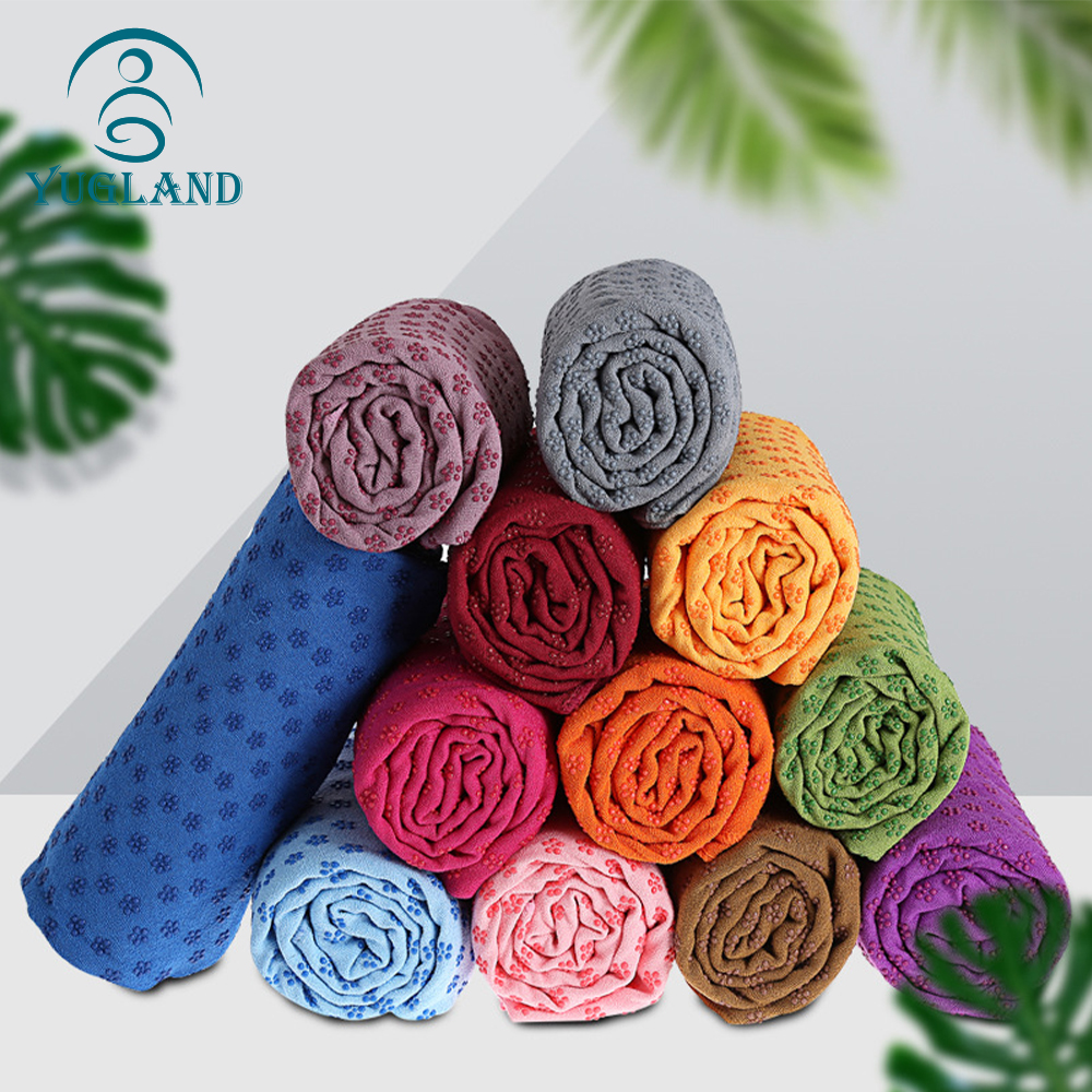 yugland Quick Dry Non Slip Hot Yoga Towel With Corner Pocket Silicon ant cloth non slip yoga mat quick dry towel