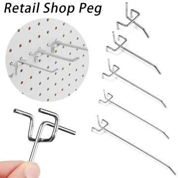 5Pcs Metal Durable Display Hooks Retail Shop Peg Grid Wall Mesh Display Rack Hooks Home Storage Hang Fits Workshop Hook Arm