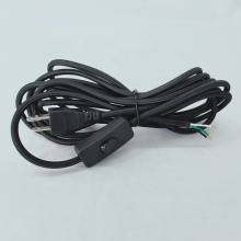 US 3-Pin Plug Black Textile Braided Power Cable