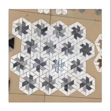 White and Grey Marble Chips Pinwheel Pattern Mosaic